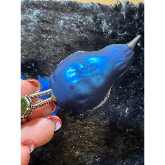 Vintage Blue Bird Clip-On Ornament With Glitter Accents & Feather Tail - Picture 8 of 10